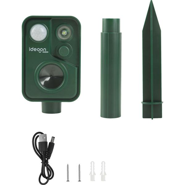 Ultrasonic animal deterrent with PIR sensor & LED flash light - 13.5–45.5 Hz, reliable solar animal scarer against martens, dogs and cats, birds