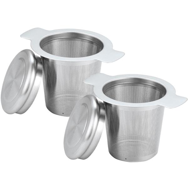 2er-Set Hochwertiges Teesieb Edelstahl mit Deckel – Teefilter mit Abtropfschale – Saubere Teezubereitung für Ihre Tasse
