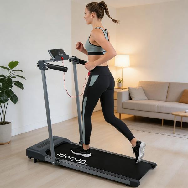 2-in-1 treadmill & walking pad up to 12 km/h, foldable, app control, touchscreen, remote control & tablet holder, load capacity 110 kg, professional home workout