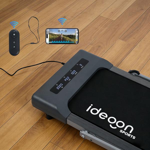 2-in-1 treadmill & walking pad up to 12 km/h, foldable, app control, touchscreen, remote control & tablet holder, load capacity 110 kg, professional home workout