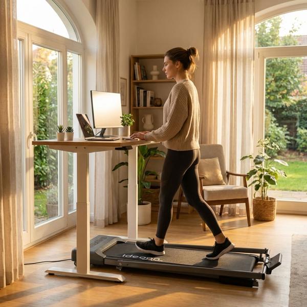 2-in-1 treadmill & walking pad up to 12 km/h, foldable, app control, touchscreen, remote control & tablet holder, load capacity 110 kg, professional home workout