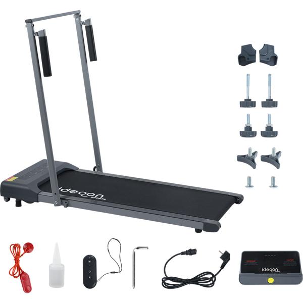 2-in-1 treadmill & walking pad up to 12 km/h, foldable, app control, touchscreen, remote control & tablet holder, load capacity 110 kg, professional home workout