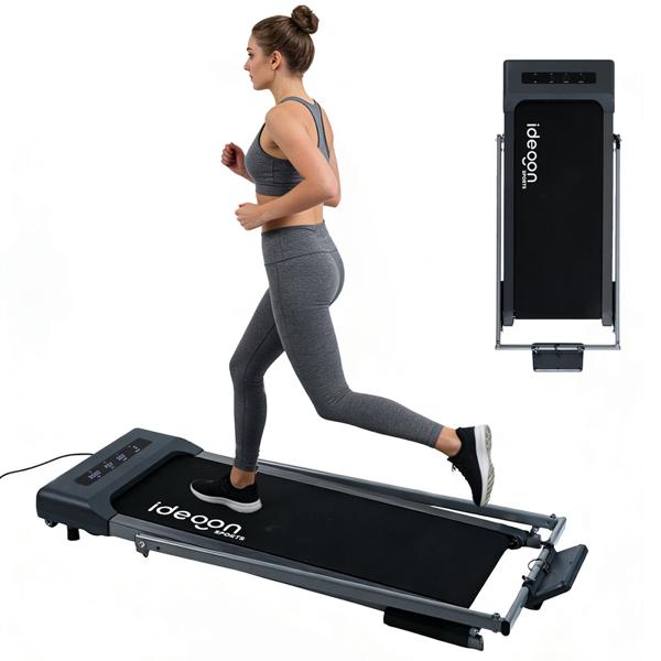 2-in-1 treadmill & walking pad up to 12 km/h, foldable, app control, touchscreen, remote control & tablet holder, load capacity 110 kg, professional home workout