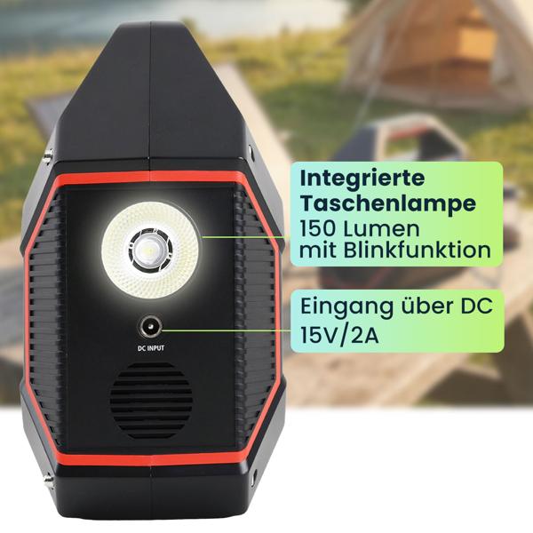 Tragbare Powerstation 155Wh 42000mAh Solar-Generator mit 230V AC Steckdose, USB-C QC 3.0, DC Output, LED-Screen & Licht für Camping Notstrom