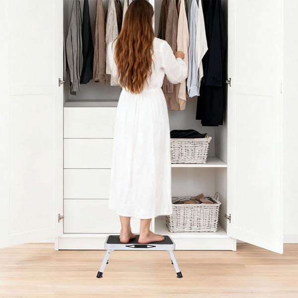 Lot de 2 marchepieds robustes, 150 kg - acier, escabeau de cuisine antidérapant avec verrous de sécurité, peu encombrant pour travailler en toute sécurité