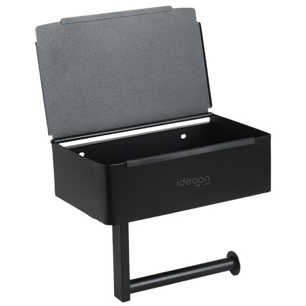 Toilet paper holder with wet wipe box and phone shelf made of stainless steel – toilet roll holder with compartment for wet wipes, no drilling required