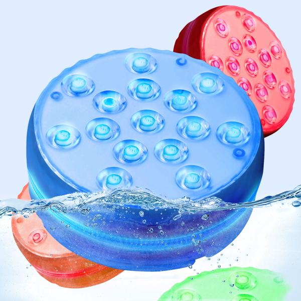 2 lampes LED submersibles avec télécommande – éclairage étanche pour bassin, avec ventouses – décoration pour baignoire, étang, aquarium