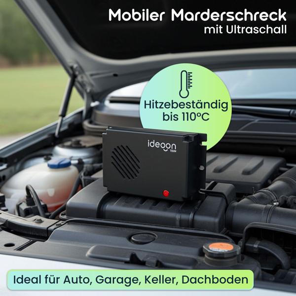 Praktische Mobile Marderabwehr mit Ultraschall, batteriebetrieben: Effektive Tierabwehr für KFZ - Ideal für Motorraum, Haus, Garage und Schuppen