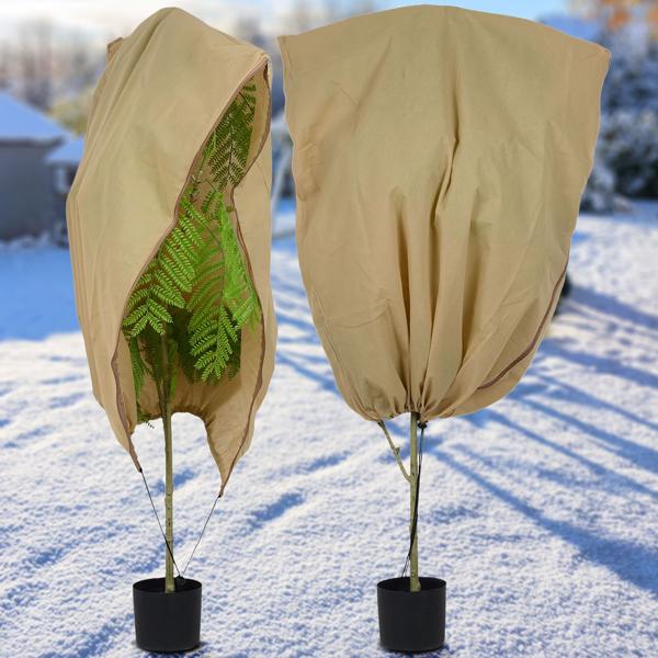 Housses de protection pour plantes de haute qualité, lot de 2, 100x80 cm – capuchons antigel respirants pour plantes, arbustes et bacs, réutilisables et résistants aux intempéries