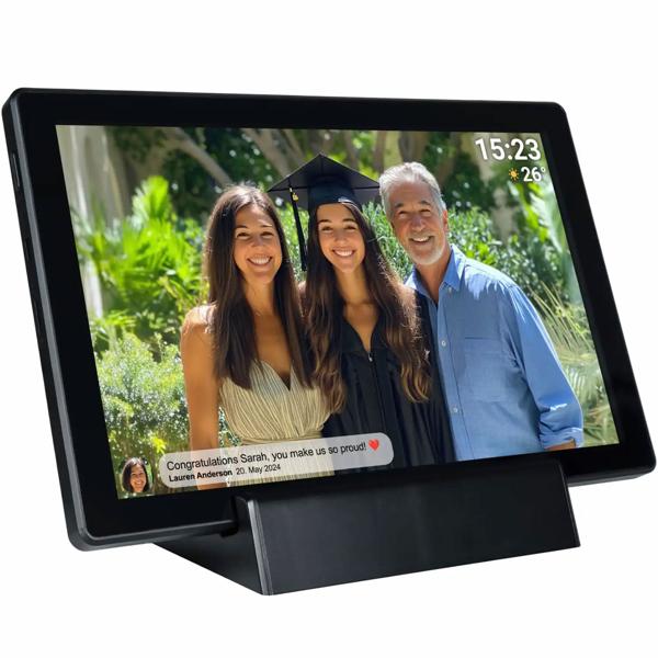 Electronic photo frame black 10.1‘‘: App control, WiFi - Present photos & videos digitally and easily!