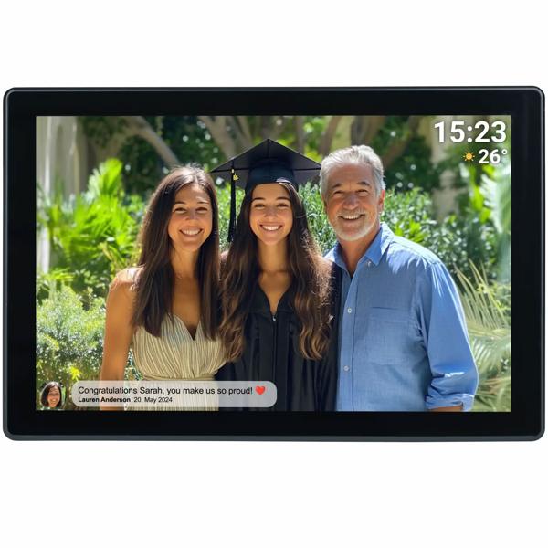 Electronic photo frame black 10.1‘‘: App control, WiFi - Present photos & videos digitally and easily!
