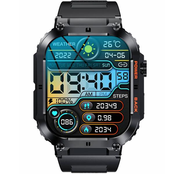 Smartwatch with phone function 1.96‘‘: Fitness tracker, heart rate - A sporty companion for calls & health on your wrist