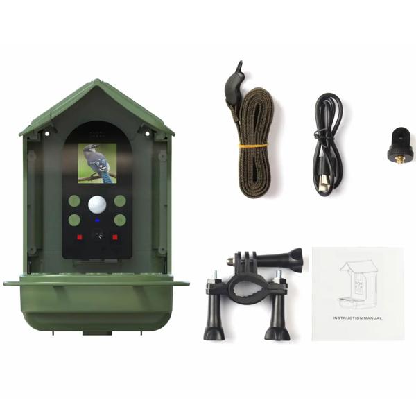 Mangeoire pour oiseaux avec caméra et panneau solaire : caméra sauvage pour découvrir l‘avifaune de près dans le jardin