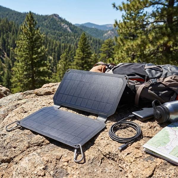 Pannello solare mobile e pieghevole, 10W, USB-C: energia efficiente con 2 celle solari monocristalline - ideale per l‘outdoor, l‘escursionismo e il campeggio