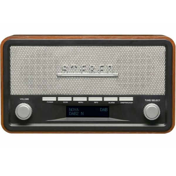 Radio DAB+/FM Vintage - Boîtier Bois Véritable - Réception Numérique/Analogique - Bluetooth, AUX, Réveil, Son Stéréo 2x2W