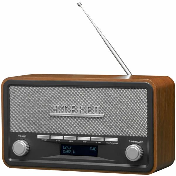 Radio DAB+/FM Vintage - Boîtier Bois Véritable - Réception Numérique/Analogique - Bluetooth, AUX, Réveil, Son Stéréo 2x2W