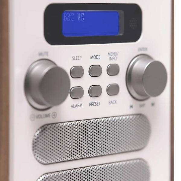 Radio Rétro Numérique DAB+/FM - Son Parfait, Bluetooth, 40 Présélections - Design Bois Blanc - Réveil, Antenne Télescopique