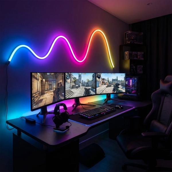 Lot de 2 rubans LED avec Dream Color, RVB, Wi‑Fi, variable, 5 m : compatible Tuya & Google Assistant/Amazon Alexa – parfait pour setup gaming, déco et soirées