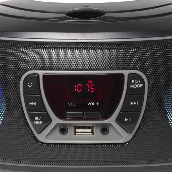 Boombox Lecteur CD Portable - Bluetooth, MP3 USB, AUX, Casque - Son Puissant 2x2W RMS, Lumières LED - Idéal Fêtes/Maison/Voyage