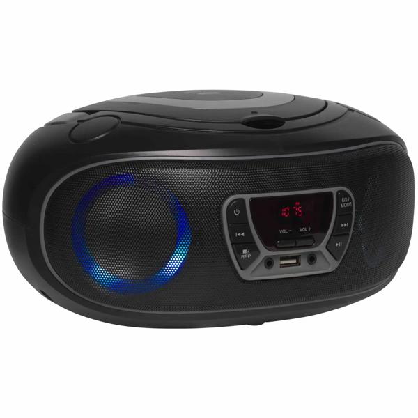 Boombox Lecteur CD Portable - Bluetooth, MP3 USB, AUX, Casque - Son Puissant 2x2W RMS, Lumières LED - Idéal Fêtes/Maison/Voyage