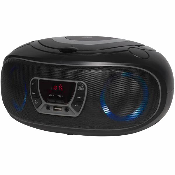 Boombox Lecteur CD Portable - Bluetooth, MP3 USB, AUX, Casque - Son Puissant 2x2W RMS, Lumières LED - Idéal Fêtes/Maison/Voyage