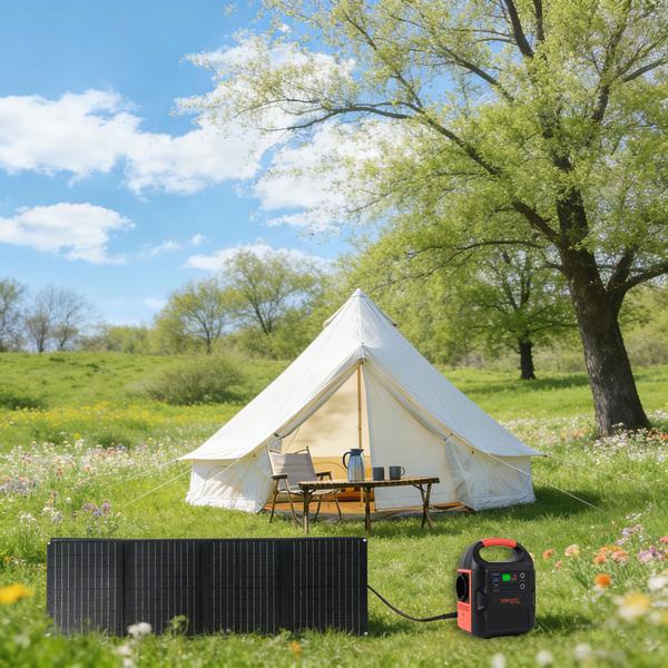 Pannello solare pieghevole 40W monocristallino – Caricatore solare portatile IP65 con spina compatibile MC4, adattatore DC, occhielli e moschettoni per il campeggio