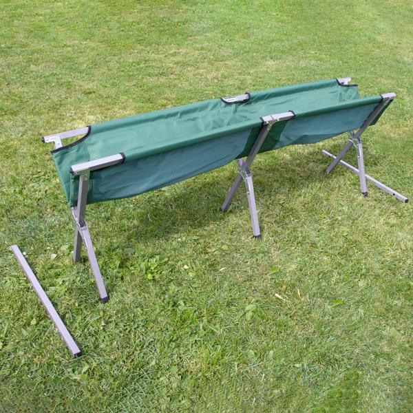 set of 2 professional folding camp beds, green - Maximum relaxation for outdoor use. Ideal for camping, fishing, guests. Robust folding bed with comfort & stability!