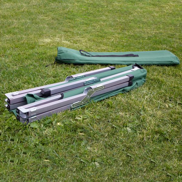 set of 2 professional folding camp beds, green - Maximum relaxation for outdoor use. Ideal for camping, fishing, guests. Robust folding bed with comfort & stability!