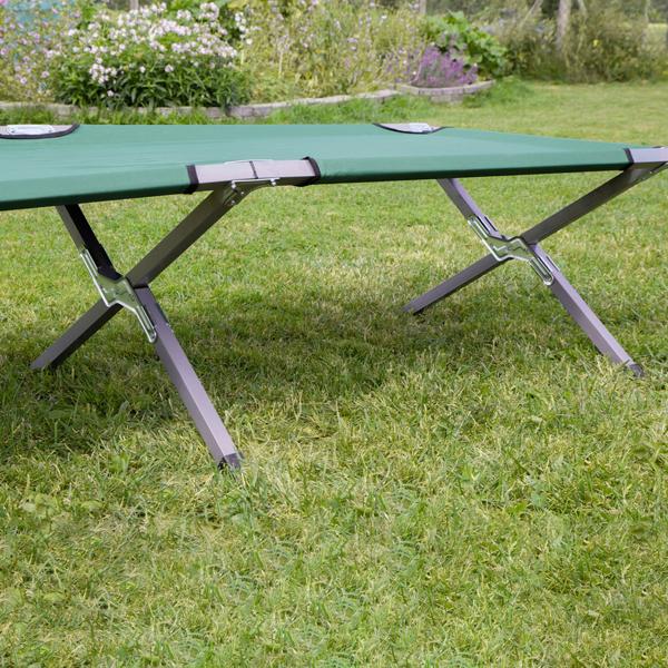 set of 2 professional folding camp beds, green - Maximum relaxation for outdoor use. Ideal for camping, fishing, guests. Robust folding bed with comfort & stability!