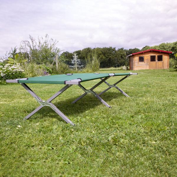 set of 2 professional folding camp beds, green - Maximum relaxation for outdoor use. Ideal for camping, fishing, guests. Robust folding bed with comfort & stability!