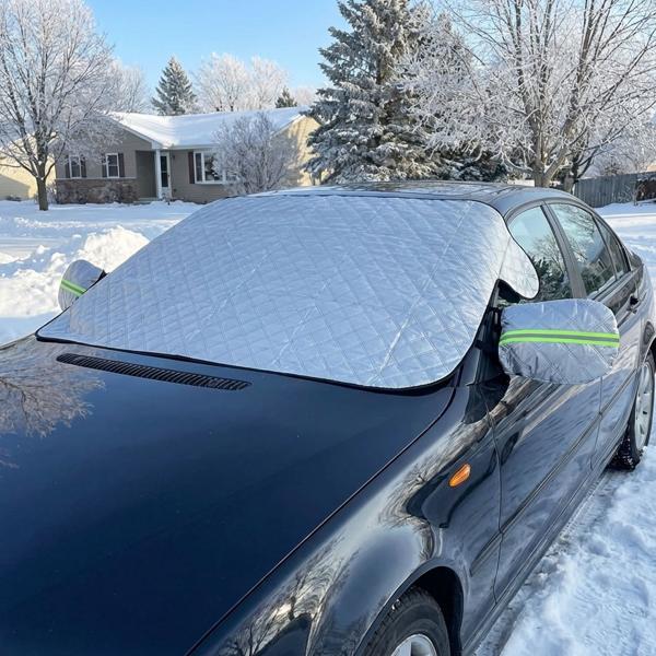 Housse de Pare-Brise Voiture - Protection 4 Saisons Anti-Givre, Neige, Soleil & UV - Aluminium/Polyester 147x100cm - CH11223