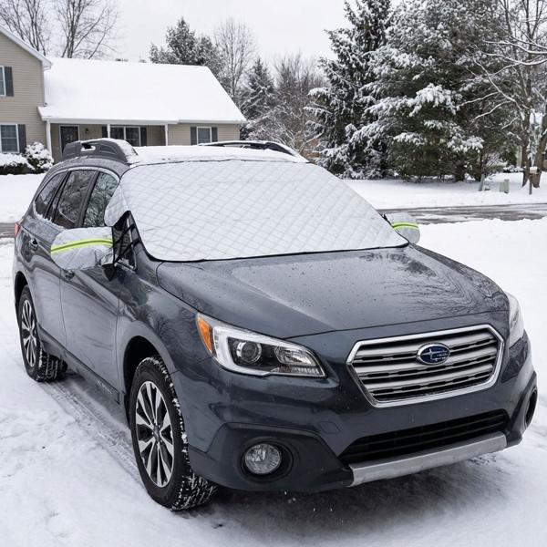 Housse de Pare-Brise Voiture - Protection 4 Saisons Anti-Givre, Neige, Soleil & UV - Aluminium/Polyester 147x100cm - CH11223