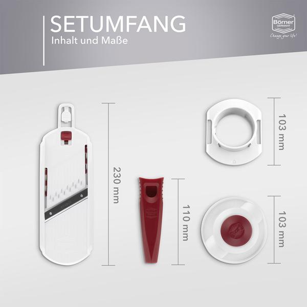 Coupe-légumes professionnel Julienne - Découpe cubes & lamelles pour crudités & salades - Sans BPA - Made in Germany - Blanc-rouge