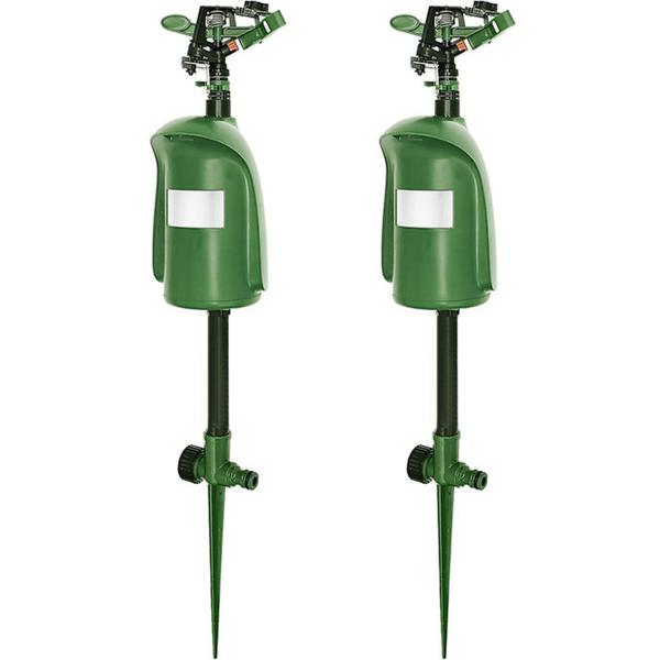 set di 2 repellenti universali per animali con getto d‘acqua e sensore di movimento: respinge cani, gatti, aironi e animali selvatici, proteggendo efficacemente il giardino