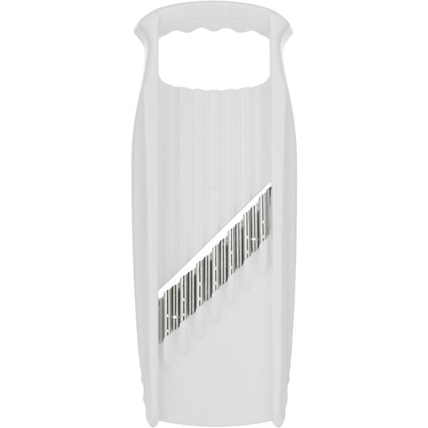Wellen-Waffel XXL PowerLine pour pommes de terre, coupe-frites ondulées et coupe gaufrette pour ondulations épaisses et pommes de terre gaufrette, lame en acier inoxydable, blanc