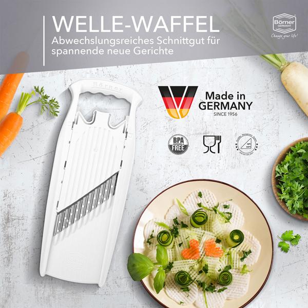 Multifunktionaler Gemüseschneider für Waffelschnitte: Perfekte Wellen- & Spirelli-Schnitte – So macht Gemüse-Essen Spass