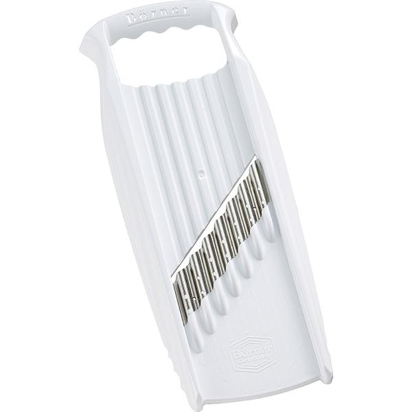 Wellen-Waffel XXL PowerLine pour pommes de terre, coupe-frites ondulées et coupe gaufrette pour ondulations épaisses et pommes de terre gaufrette, lame en acier inoxydable, blanc