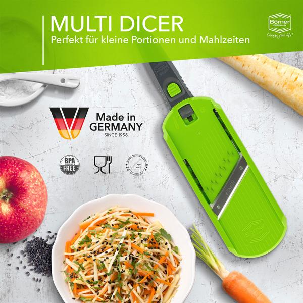 Profi Gemüse-Hobel, grün-grau: Julienne Gemüseschneider für perfekte Gemüsestreifen & Rohkost-Rezepte
