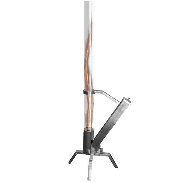 Glass fire tube with stainless steel frame, H 132 cm: Exclusive garden stove - a stylish source of warmth for patio & balcony