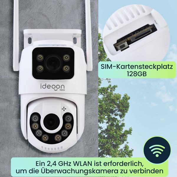 2er-Set Zuverlässige Dual Lens IP Outdoor-Überwachungskamera, 355° schwenkbar & neigbar – Leistungsstark mit Nachtsicht, Gegensprechen & Aufnahme