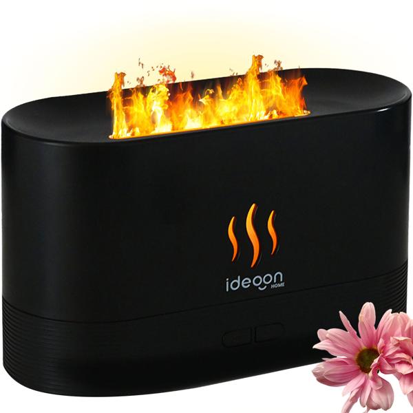 Set of 2 stylish aroma diffusers with flame effect – ultra-quiet ultrasonic aroma humidifier, USB, auto shut-off, 10 h runtime for bedroom & office