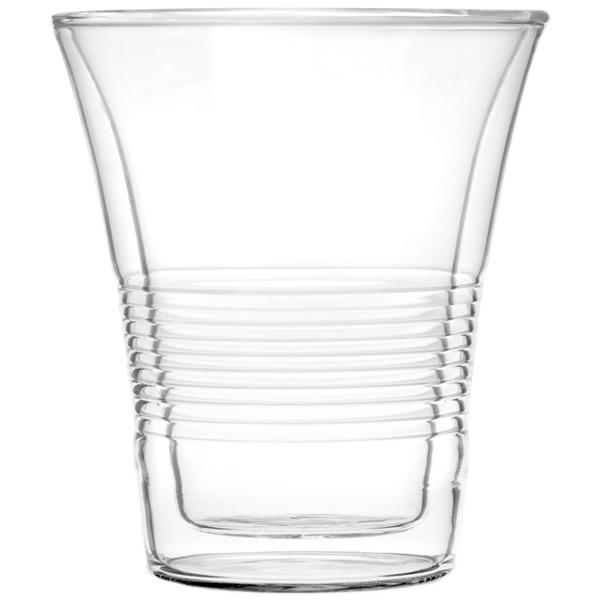 set di 2 raffinati bicchieri a doppia parete con scanalatura - 220 ml - Funzione Thermo per gustare al meglio caffè e tè