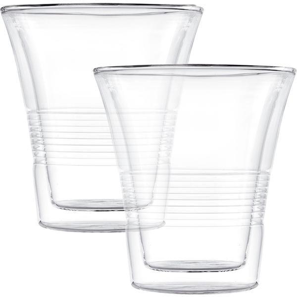 set of 2 fine double-walled glasses with fluting - 330 ml - Thermo function for the best enjoyment of coffee & tea
