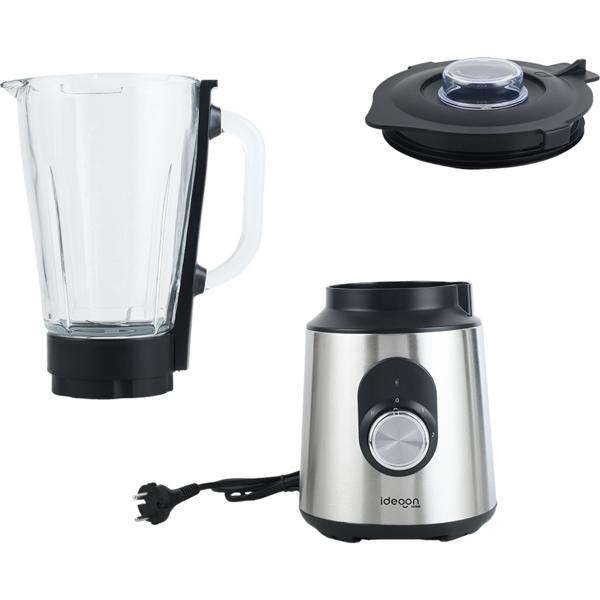Stainless steel power blender with 1.5 L glass jug, kitchen blender, 1,000 W for shakes, smoothies, sauces or chopping fruit and vegetables