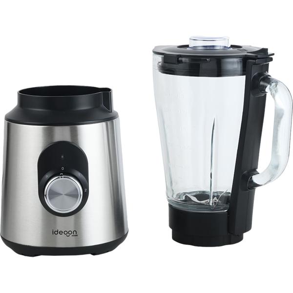 Stainless steel power blender with 1.5 L glass jug, kitchen blender, 1,000 W for shakes, smoothies, sauces or chopping fruit and vegetables