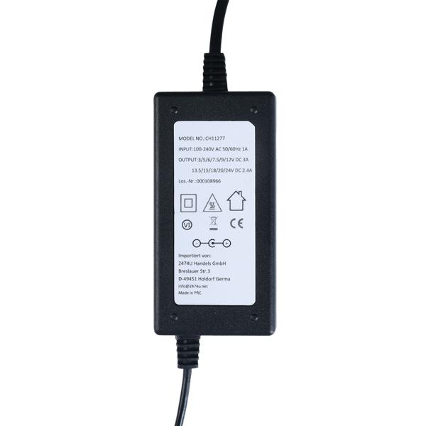 Alimentatore universale 36 W, 5–24 V – Alimentatore switching AC/DC con 7 adattatori per router, strisce LED, monitor, telecamere e altro – Alimentatore di ricambio flessibile, 3 A