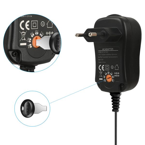 Universal Netzteil 3-12V 600mA 7,2W inkl. 6 Adapter, Pol-Wender & Schlüssel - Flexibles Schaltnetzteil für Kleingeräte, effizient & sicher