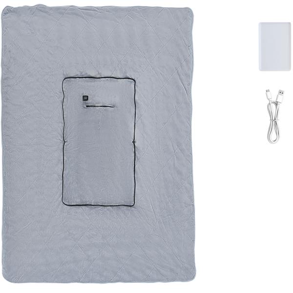 Heizdecke 135x180 cm aus Polarfleece mit Druckknöpfen, elektrische Wärmedecke mit 3 Stufen, auch als Heizkissen nutzbar, kuschelweiche Kuscheldecke