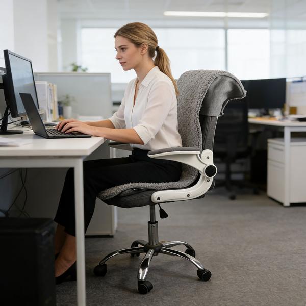 Beheizbares Sitzkissen mit Rückenteil, Akku: Mobile Heizmatte für Zuhause, Auto & Büro, 3 Stufen Wärme, ergonomische Sitzauflage, 45 x 135 cm