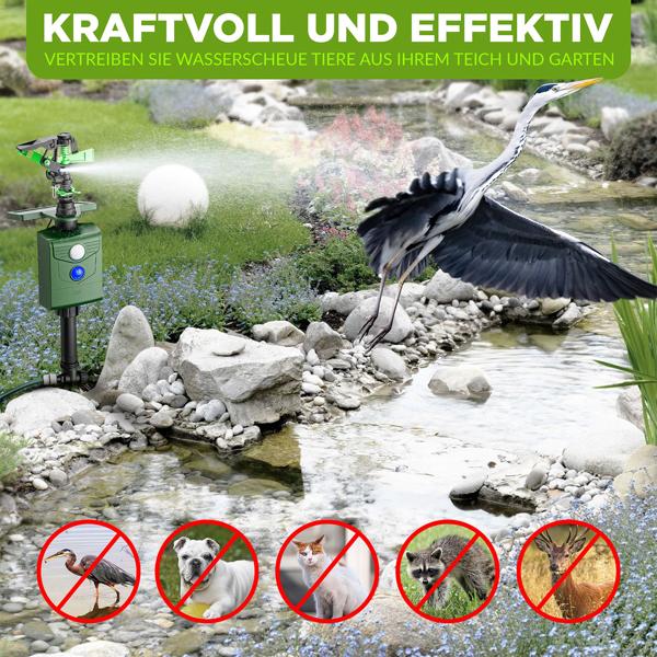 2er-Set Universal Tiervertreiber mit Wasserstrahl & Bewegungssensor, solarbetrieb: Vertreibt Hunde, Katzen, Reiher & Wildtiere, schützt Ihren Garten effektiv